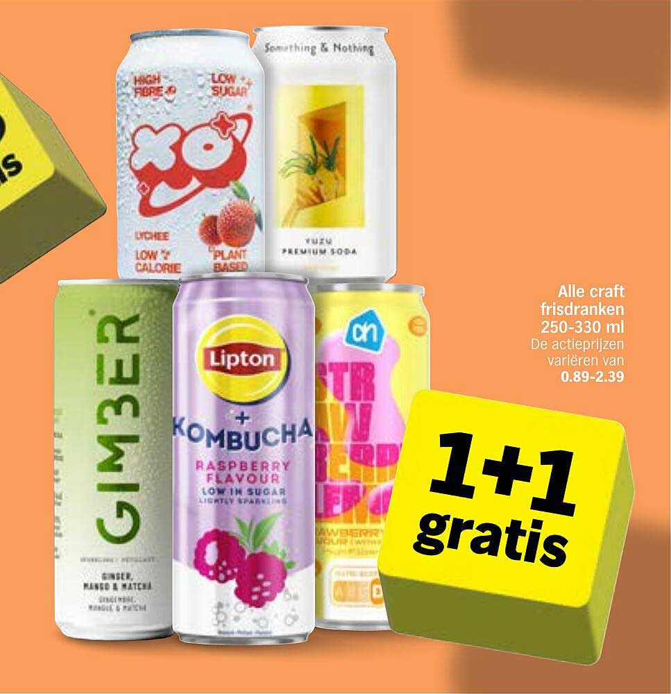 Alle craft frisdranken 250-330 ml 1+1 gratis