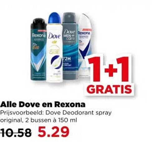 Alle Dove en Rexona 1+1 GRATIS