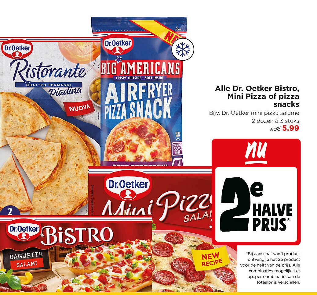 Alle Dr. Oetker Bistro, Mini Pizza of pizza snacks 2e halve prijs