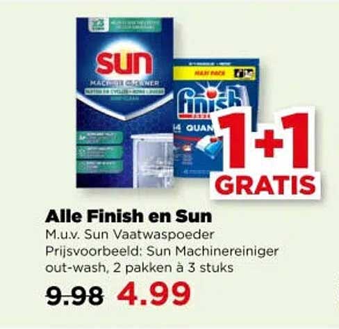 Alle Finish en Sun 1+1 gratis