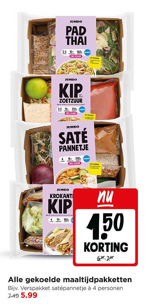 Alle gekoelde maaltijdpakketten 1.50 korting