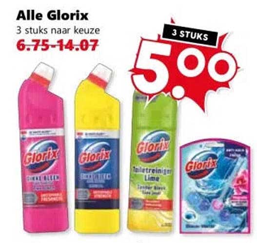 Alle Glorix 3 stuks naar keuze 3 STUKS
