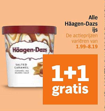 Alle Häagen-Dazs ijs 1+1 gratis