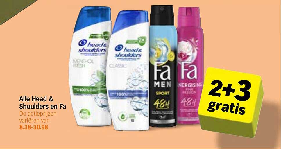 Alle Head & Shoulders en Fa 2+3 gratis
