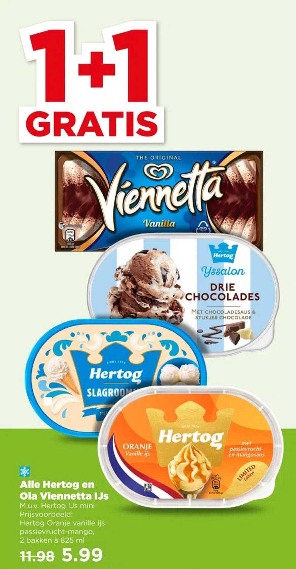Alle Hertog en Ola Viennetta IJs 1+1 GRATIS
