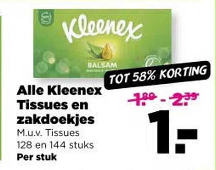 Alle Kleenex Tissues en zakdoekjes