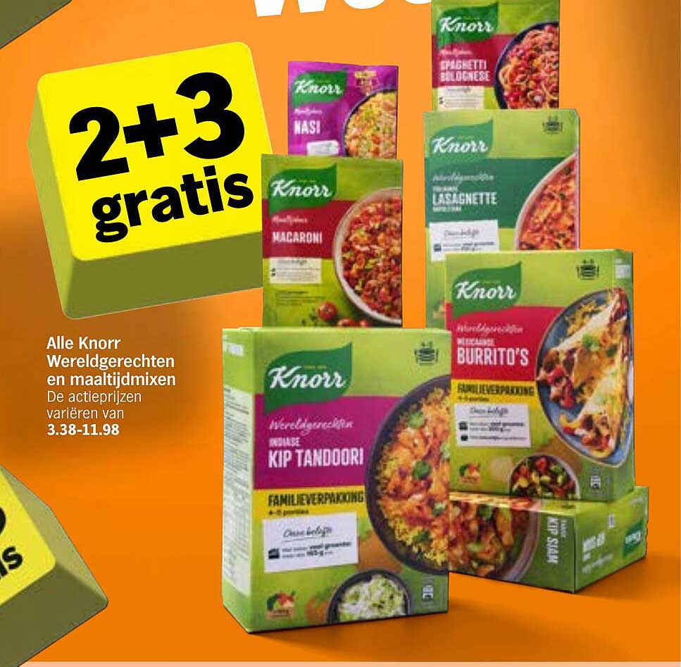 Alle Knorr Wereldgerechten en maaltijdmixen 2+3 gratis