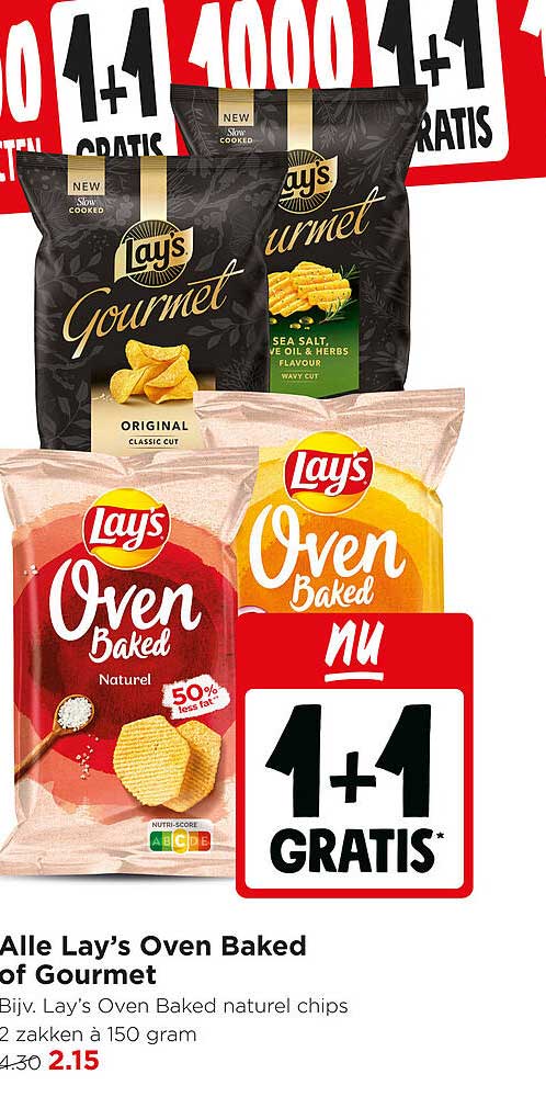 Alle Lay’s Oven Baked of Gourmet 1+1 gratis