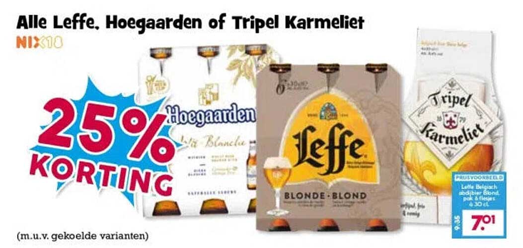 Alle Leffe, Hoegaarden of Tripel Karmeliet 25% KORTING