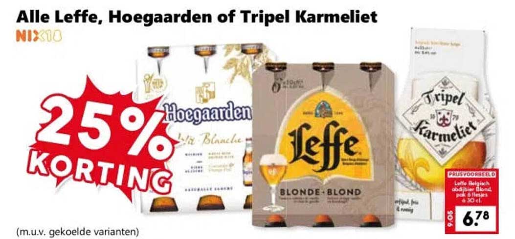 Alle Leffe, Hoegaarden of Tripel Karmeliet 25% KORTING
