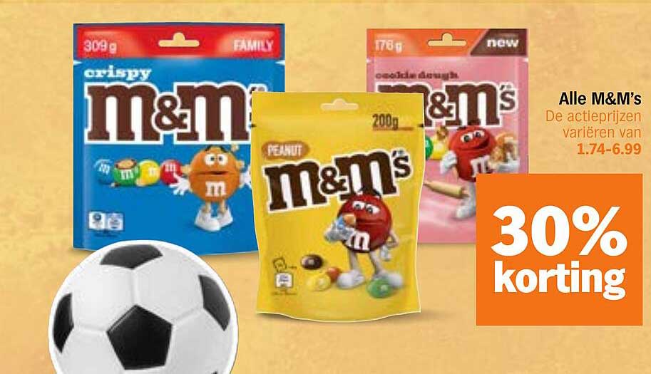 Alle M&M’s 30% korting