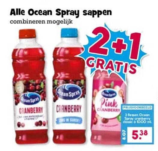 Alle Ocean Spray sappen combineren mogelijk 2+1 GRATIS