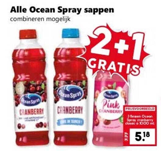Alle Ocean Spray sappen combineren mogelijk 2+1 GRATIS