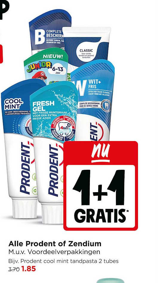 Alle Prodent of Zendium 1+1 gratis
