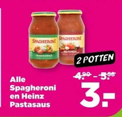 Alle Spagheroni en Heinz Pastasaus 2 POTTEN