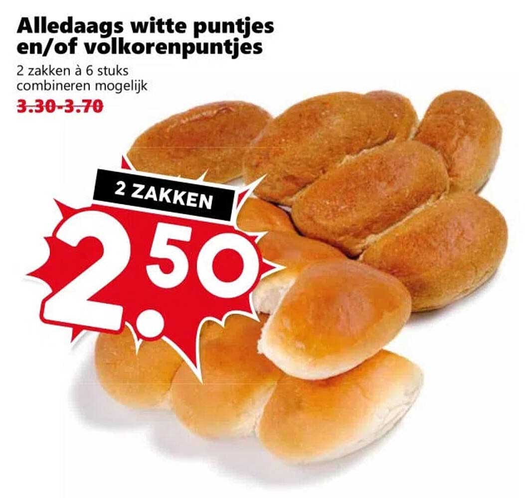 Alledaags witte puntjes en/of volkorenpuntjes
