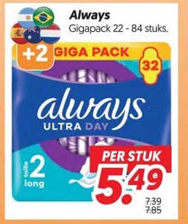 Always Gigapack 22 - 84 stuks. +2 GIGA PACK