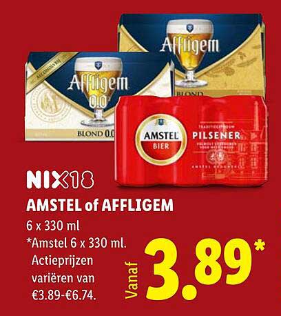 AMSTEL of AFFLIGEM 6 x 330 ml vanaf