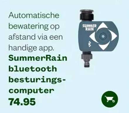 Automatische bewatering op afstand via een handige app. SummerRain bluetooth besturingscomputer