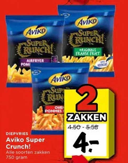 Aviko Super Crunch! Alle soorten zakken 750 gram 2 ZAKKEN