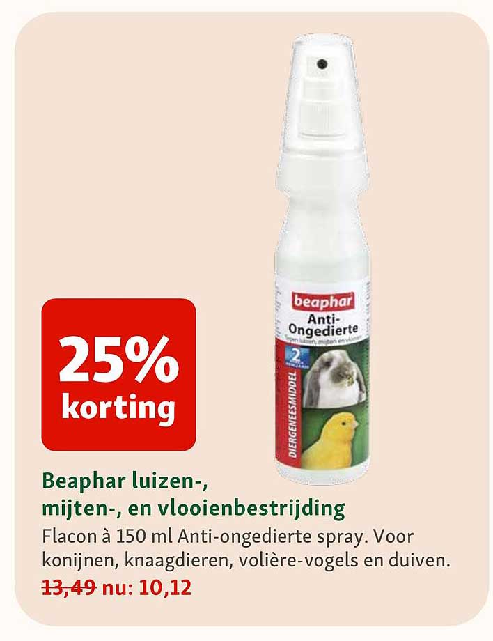 Beaphar luizen-, mijten-, en vlooienbestrijding 25% korting