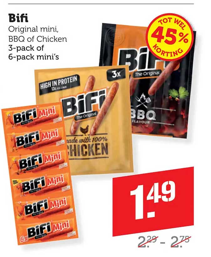 Bifi Original mini, BBQ of Chicken 3-pack of 6-pack mini's