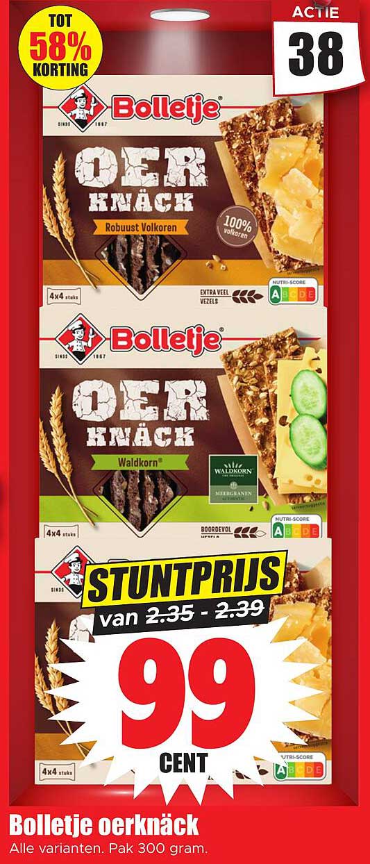 Bolletje oerknäck Alle varianten. Pak 300 gram.
