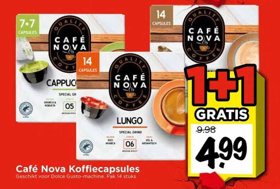 Café Nova Koffiecapsules 1+1 gratis