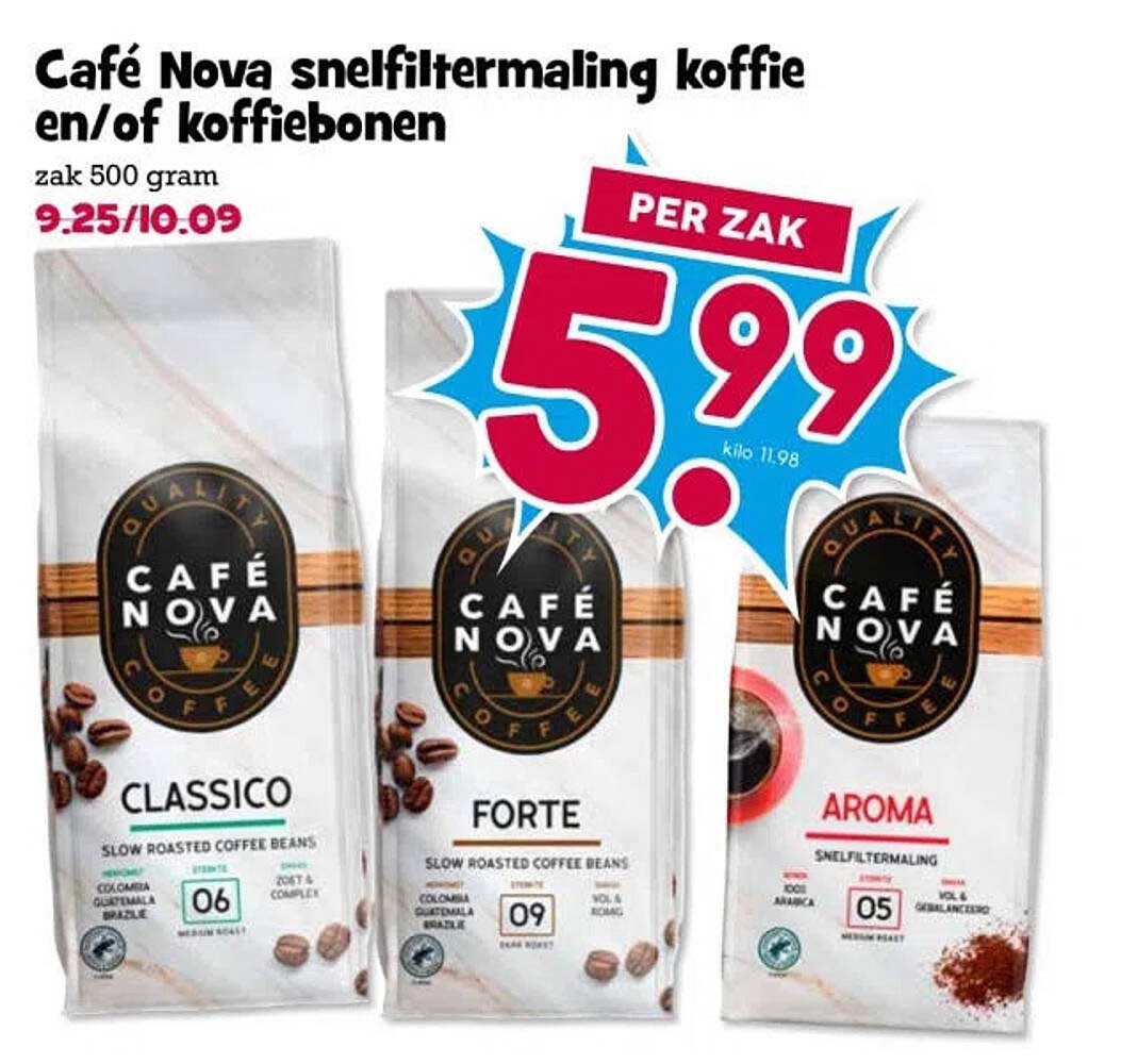 Café Nova snelfiltermaling koffie en/of koffiebonen