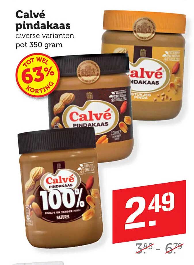 Calvé pindakaas diverse varianten pot 350 gram