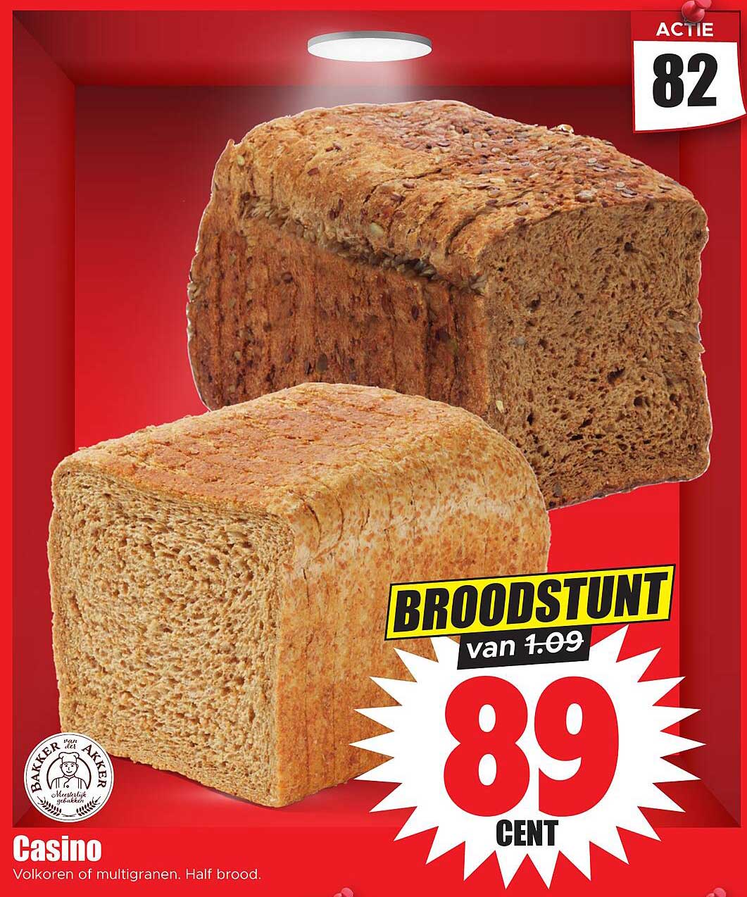 Casino Volkoren of multigranen. Half brood. BROODSTUNT
