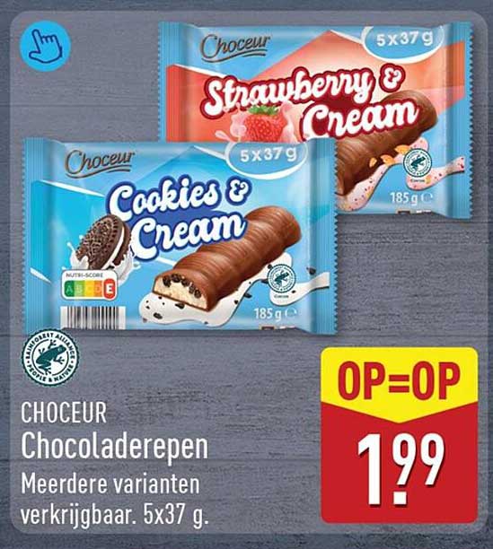 CHOCEUR Chocoladerepen Meerdere varianten verkrijgbaar. 5x37 g. OP=OP