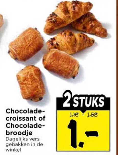 Chocolade-croissant of Chocolade-broodje