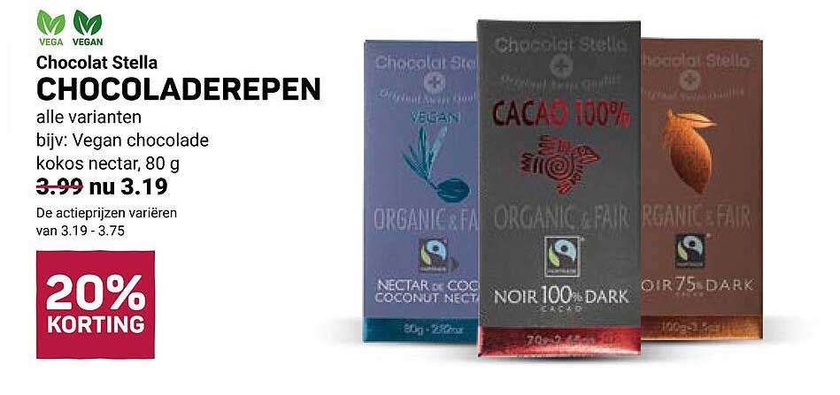 Chocolat Stella CHOCOLADEREPEN 20% KORTING