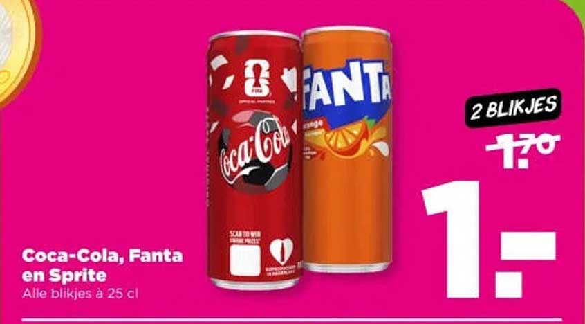 Coca-Cola, Fanta en Sprite - Alle blikjes à 25 cl 2 BLIKJES