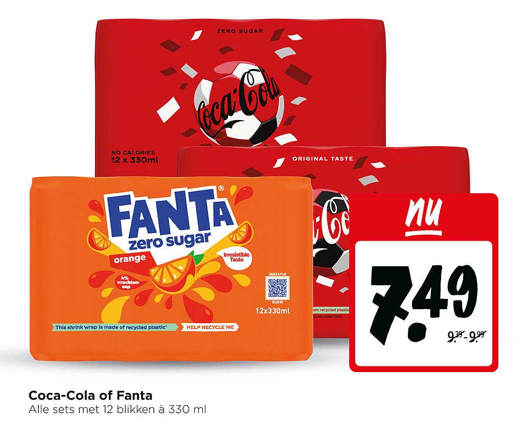 Coca-Cola of Fanta Alle sets met 12 blikken à 330 ml