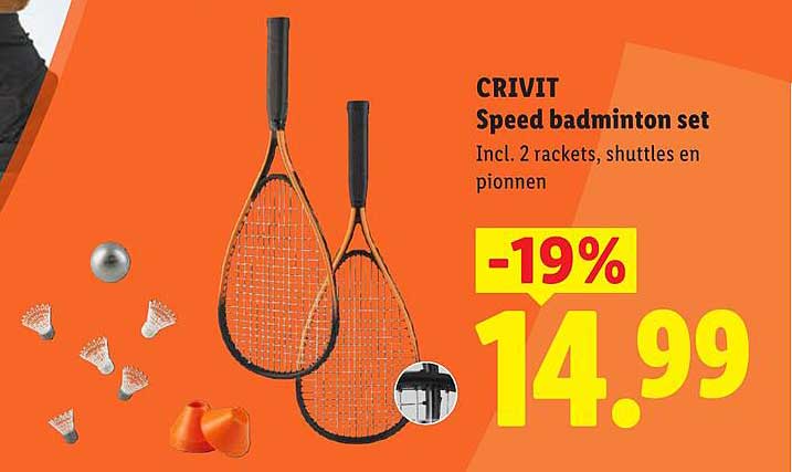 CRIVIT Speed badminton set Incl. 2 rackets, shuttles en pionnen -19%