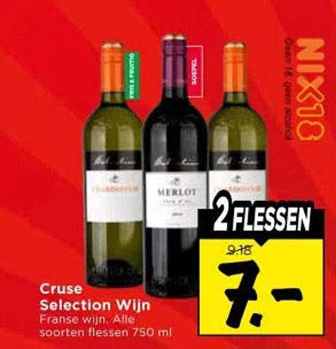 Cruse Selection Wijn Franse wijn. Alle soorten flessen 750 ml 2 FLESSEN