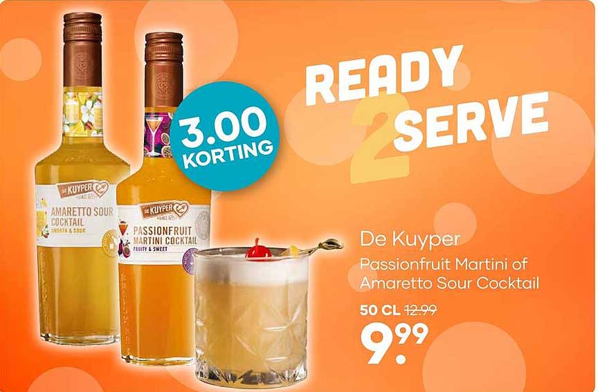 De Kuyper Passionfruit Martini of Amaretto Sour Cocktail 2e halve prijs