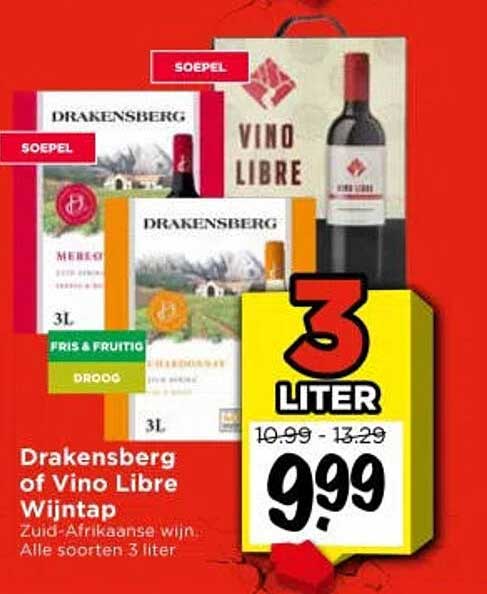 Drakensberg of Vino Libre Wijntap 3 liter