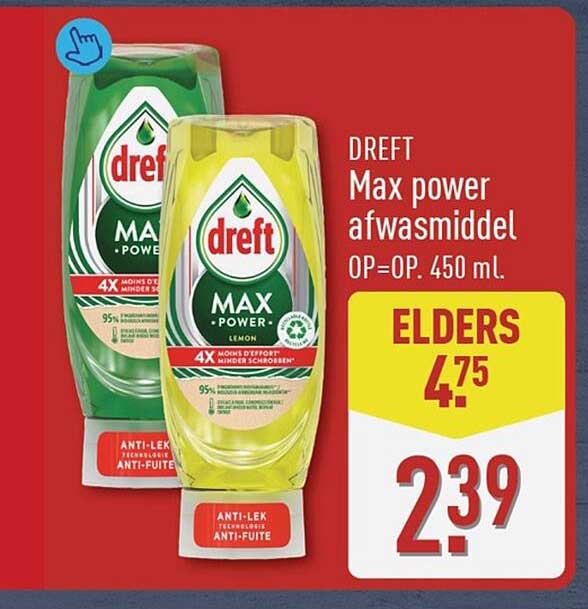 Dreft Max power afwasmiddel OP=OP. 450 ml. ELDERS 4.75