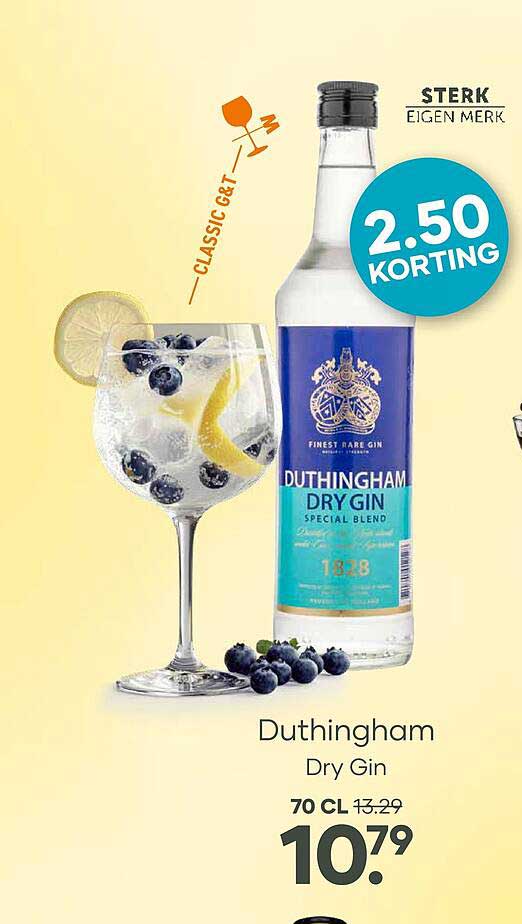 Duthingham Dry Gin 70 CL 2.50 KORTING