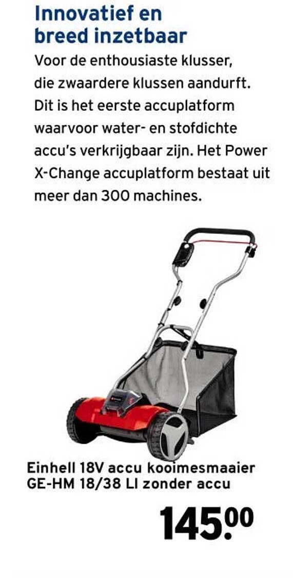 Einhell 18V accu kooimesmaaier GE-HM 18/38 LI zonder accu