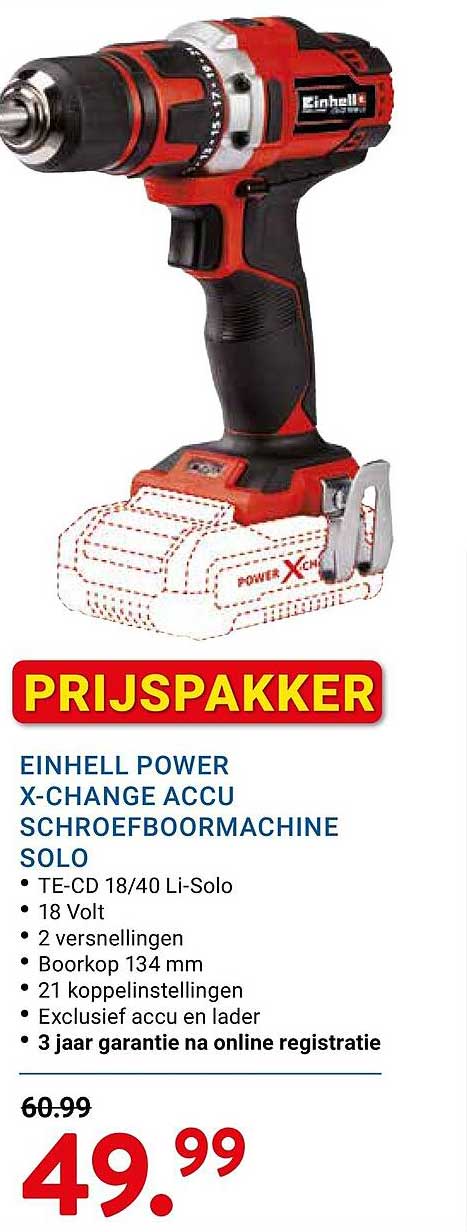 EINHELL POWER X-CHANGE ACCU SCHROEFBOORMACHINE SOLO