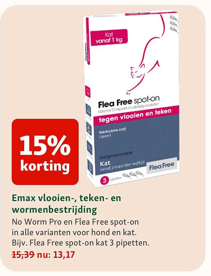 Emax vlooien-, teken- en wormenbestrijding 15% korting