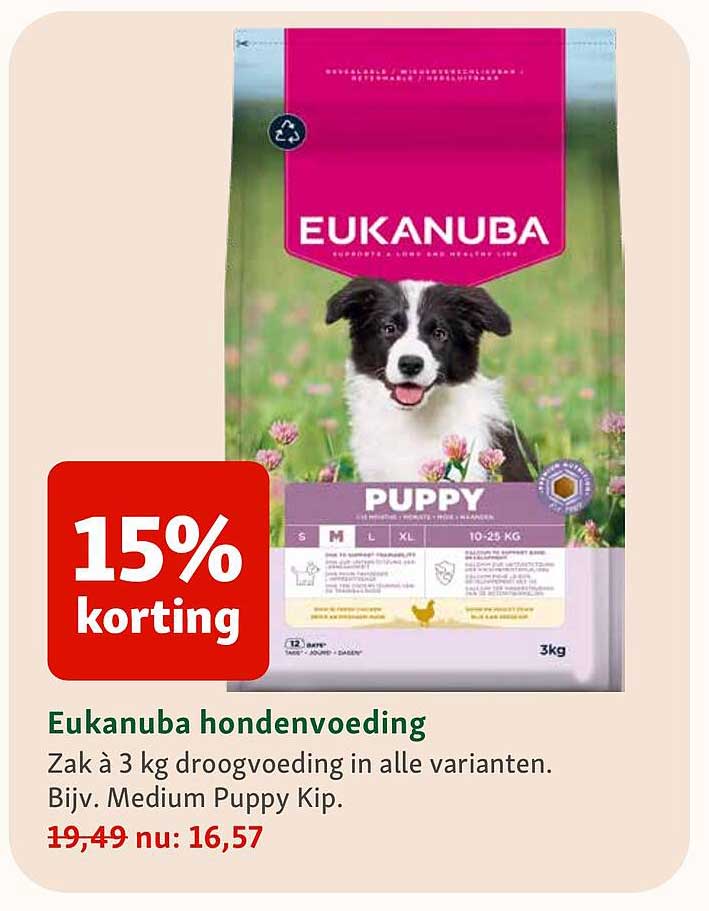 Eukanuba hondenvoeding 15% korting