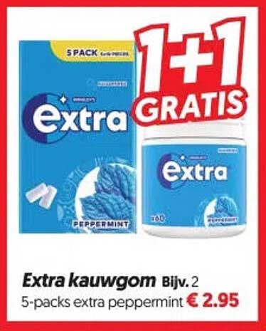 Extra kauwgom 5-packs extra peppermint 1+1 GRATIS