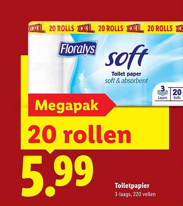 Floralys soft Megapak 20 rollen Toiletpapier 3-laags, 220 vellen