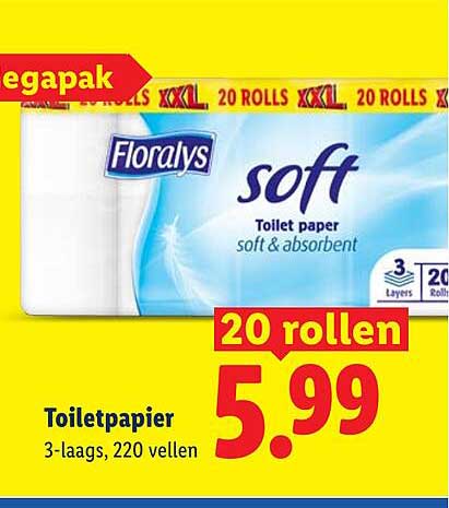 Florays soft Toilet paper soft & absorbent 20 rollen
