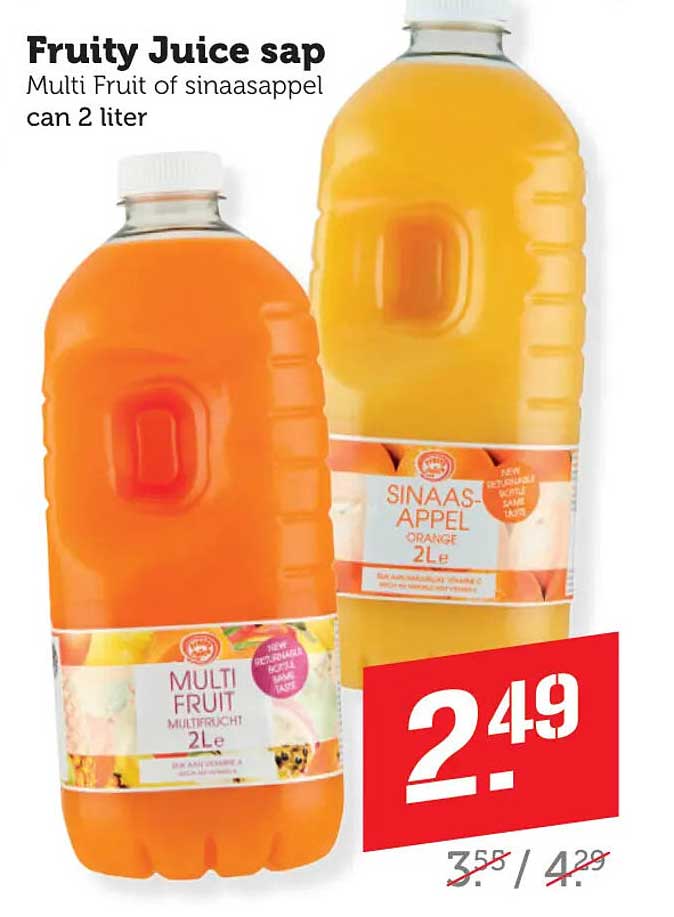 Fruity Juice sap Multi Fruit of sinaasappel can 2 liter